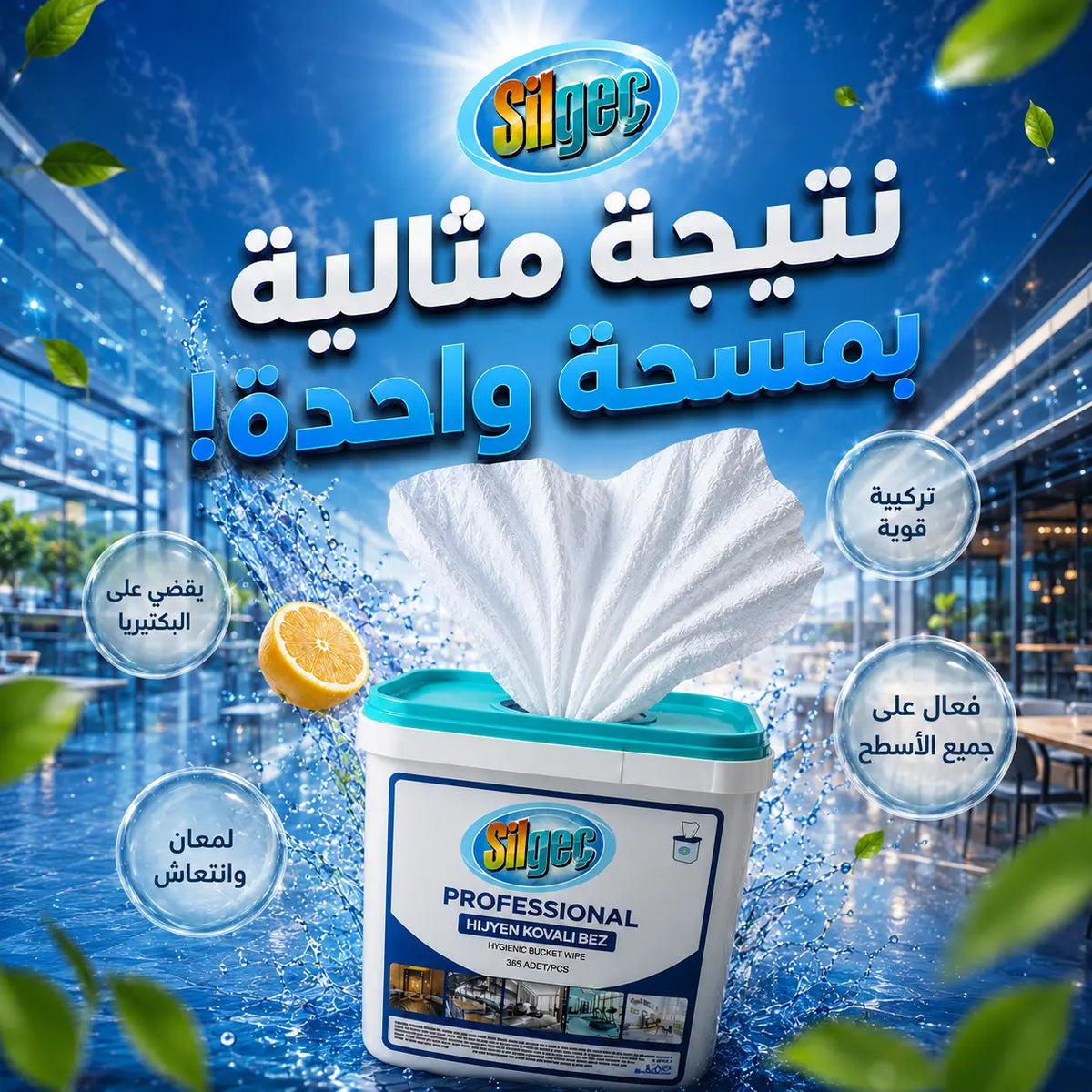 مناديل التعقيم الاحترافية لجميع الأسطح (365 منديل)